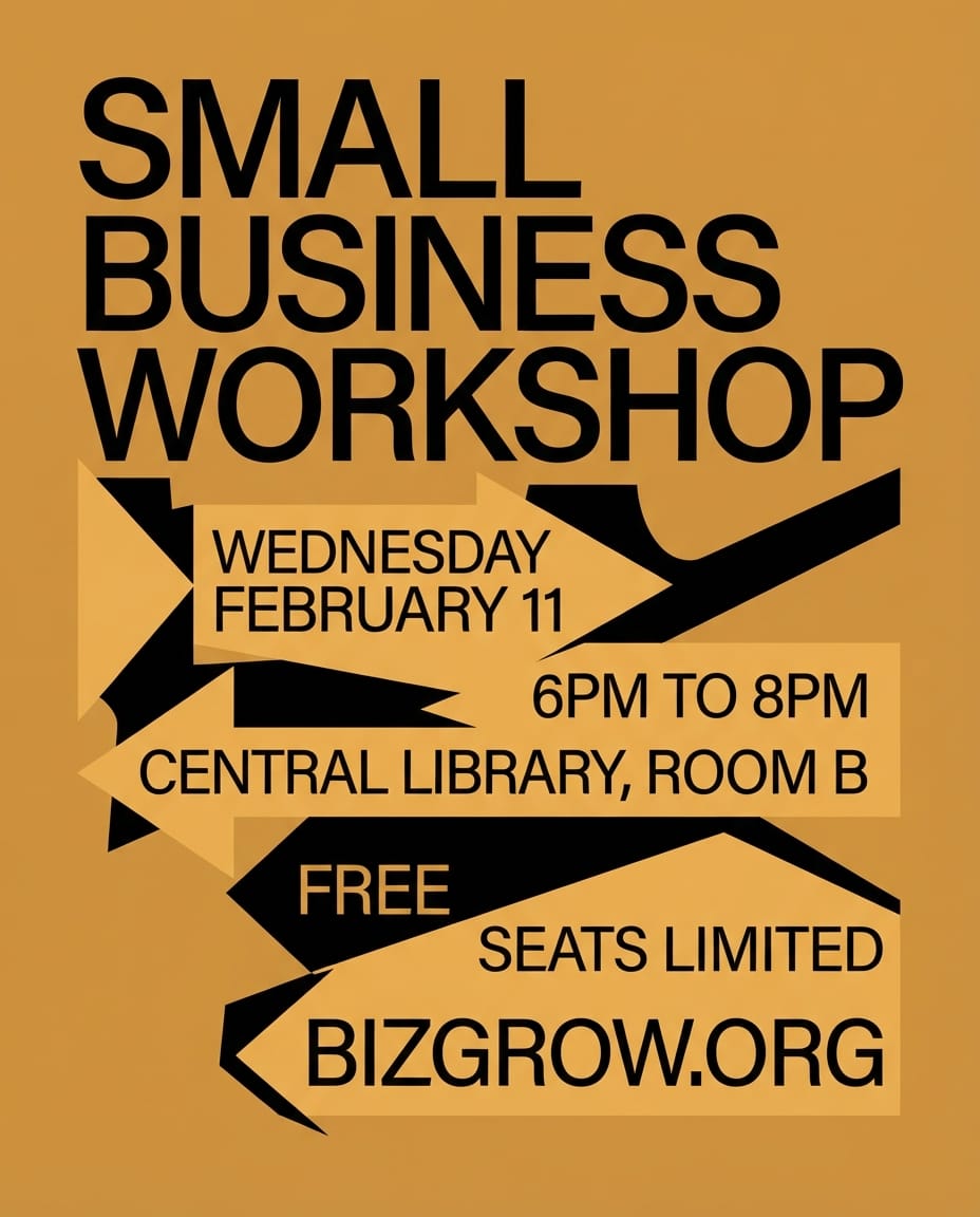 Small business workshop flyer example created with flyerease