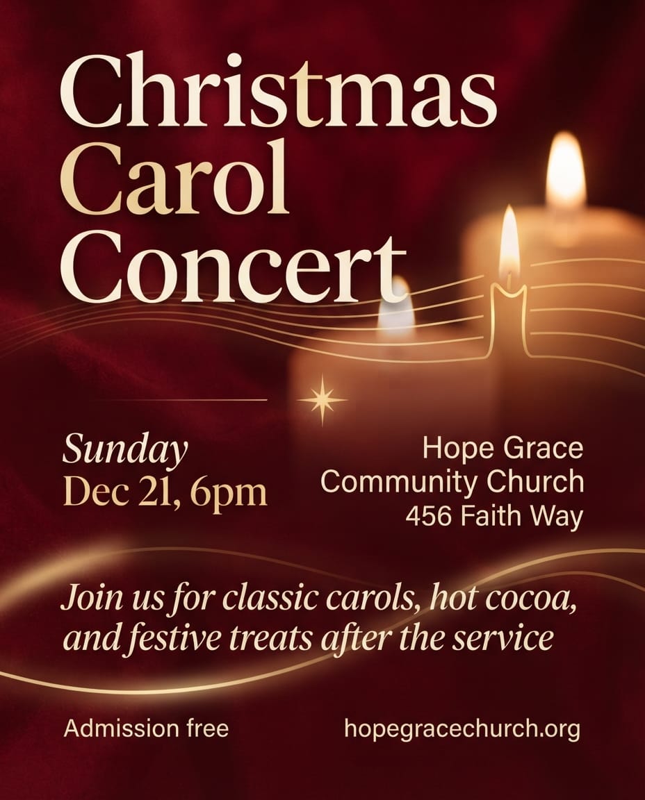 Church Christmas concert flyer example created with flyerease