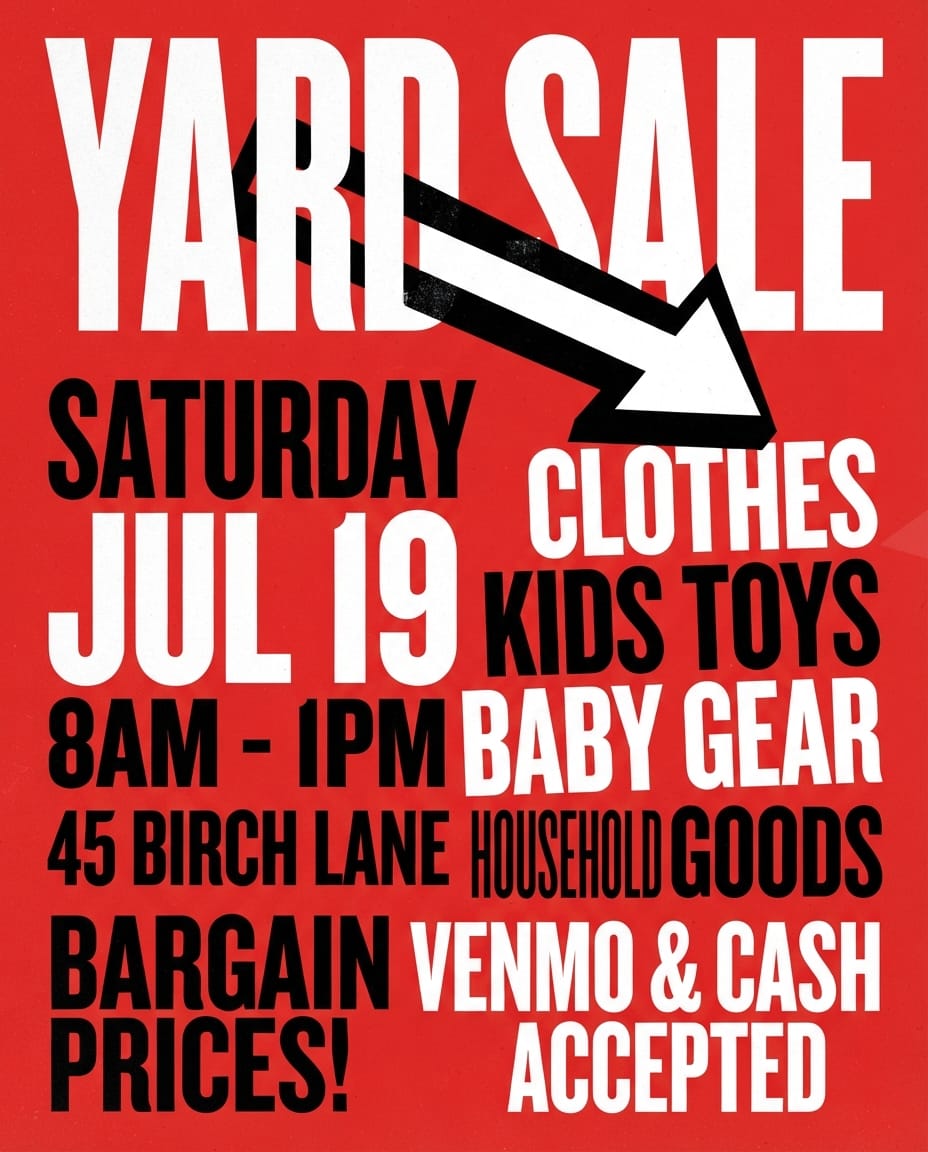 Weekend yard sale flyer example created with flyerease