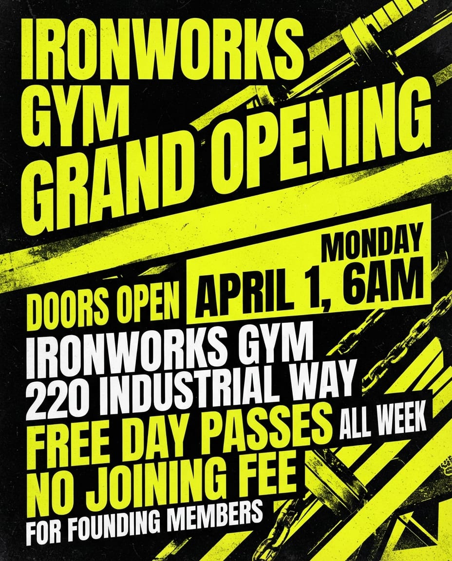 Gym grand opening flyer example created with flyerease