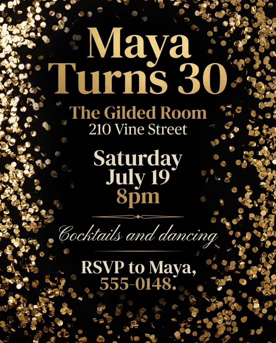 30th birthday party flyer example created with flyerease