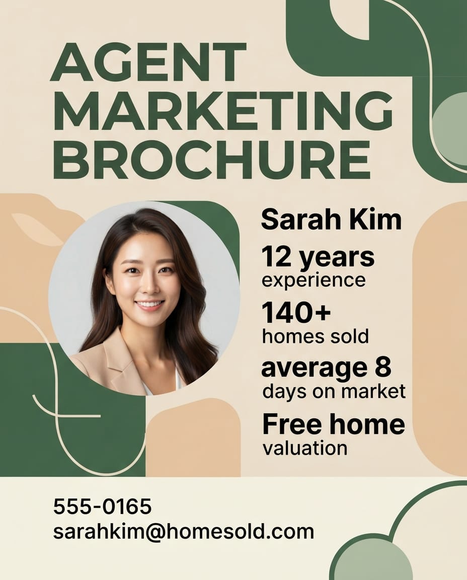 Real estate agent marketing brochure example created with flyerease