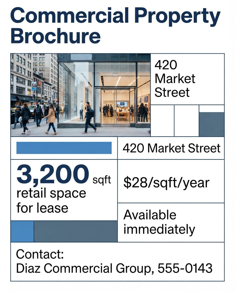 Commercial property brochure example created with flyerease