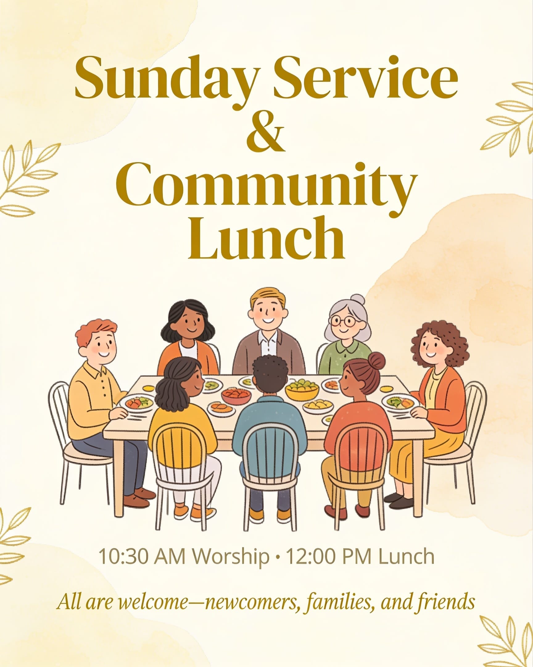 Sunday church service flyer example created with flyerease
