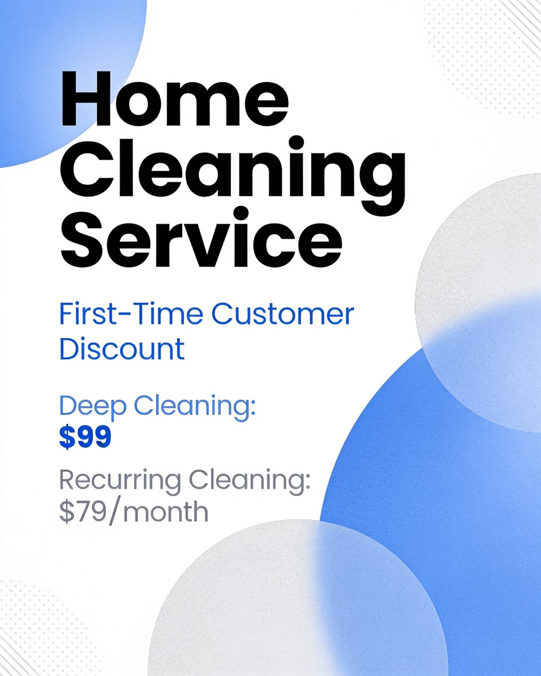 Bright blue and white home cleaning service flyer