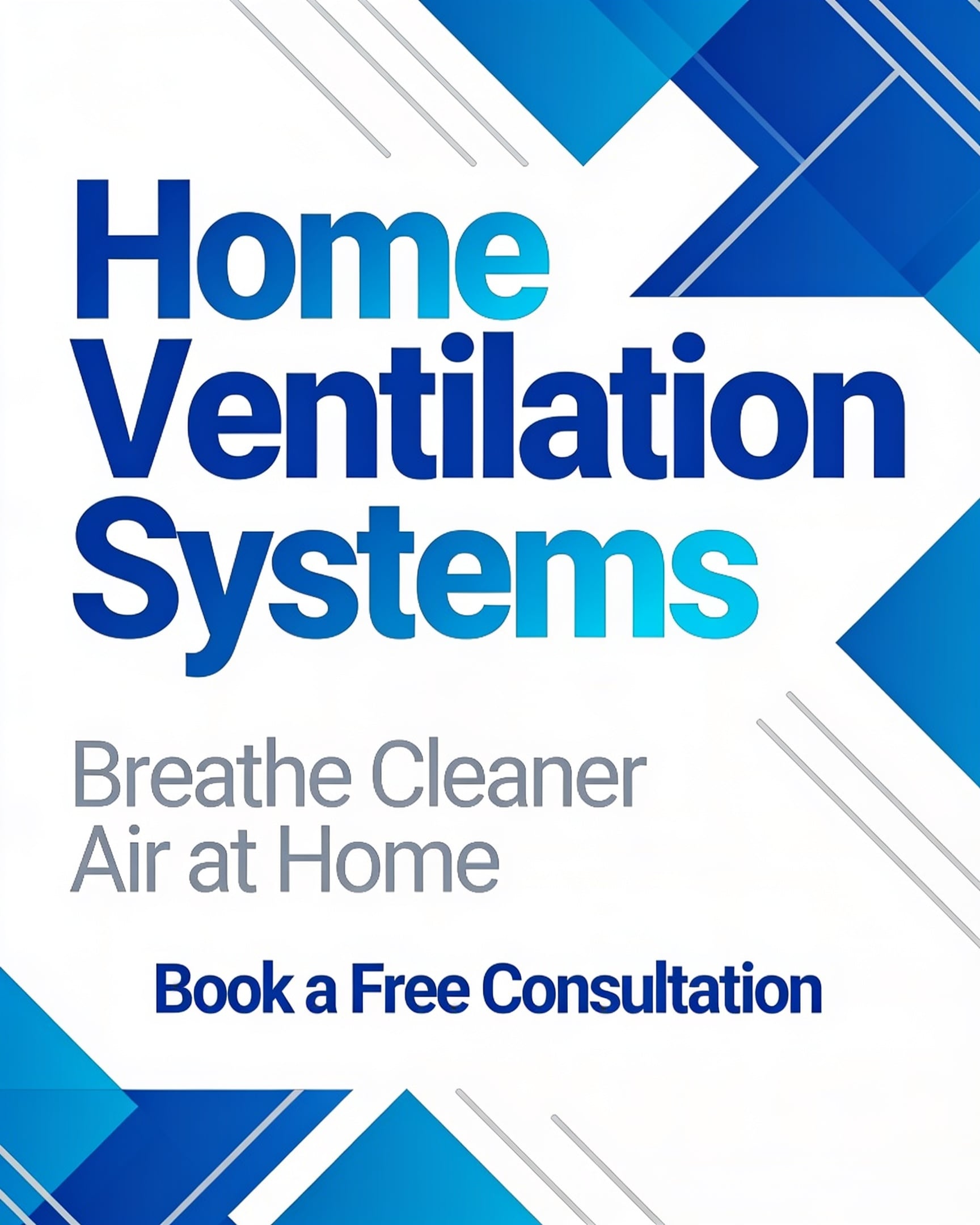 Blue and white home ventilation systems company flyer