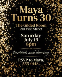 Gold milestone party flyer example