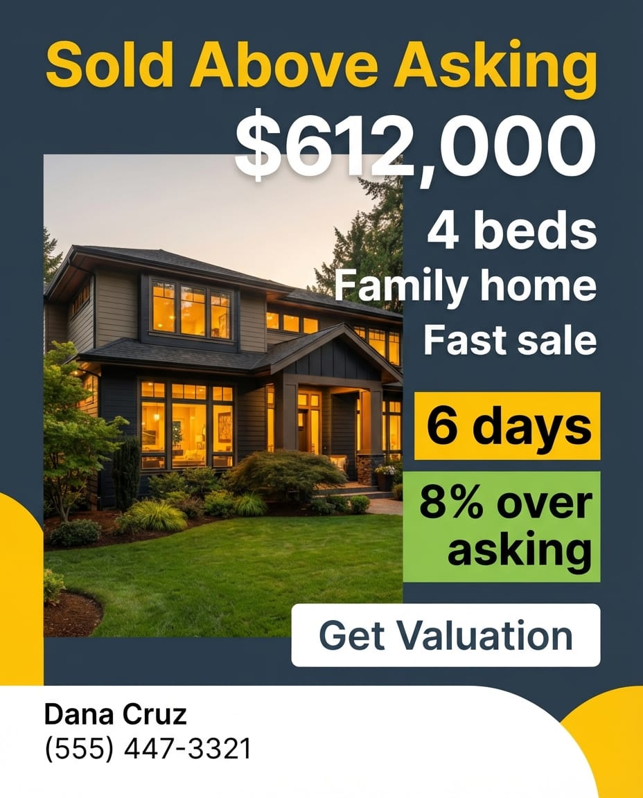 Just sold above asking real estate flyer example created with FlyerEase
