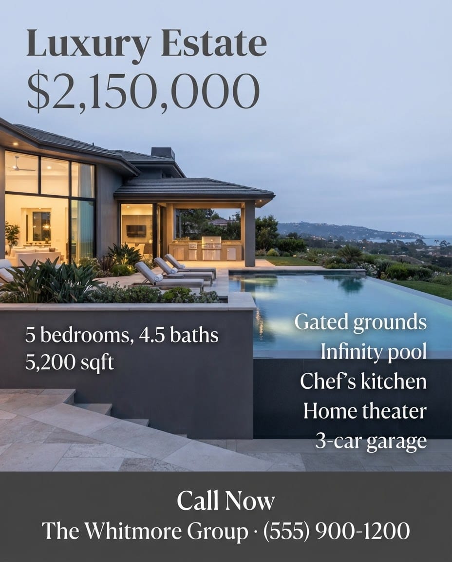 Luxury home listing flyer example created with FlyerEase